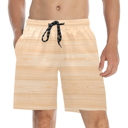 Wood Texture Print Design LKS302 Men's Swim Trunks Beach Shorts