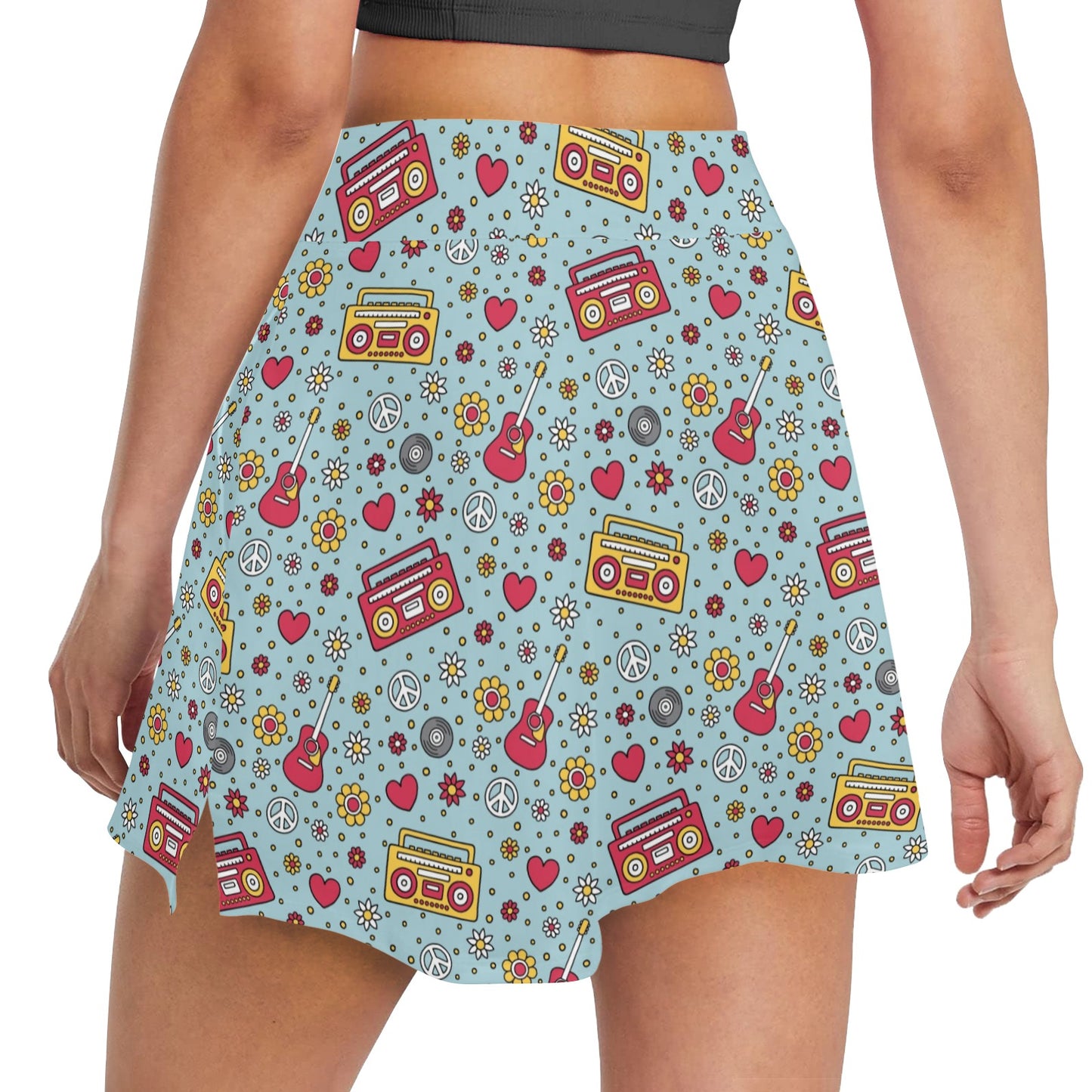 Hippie Print Design LKS307 Women's Golf Skirt with Pocket