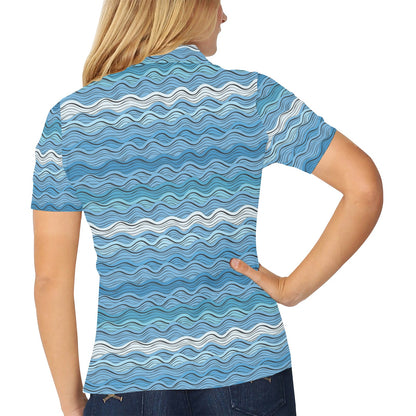 Wave Print Design LKS301 Women's Polo Shirt