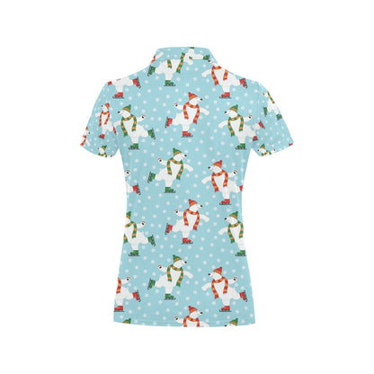 Polar Bear Pattern Print Design PB07 Women's Polo Shirt