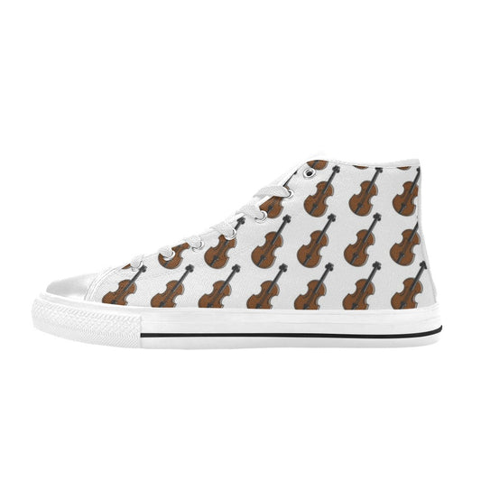 Violin Print Design LKS405 Men's High Top Canvas Shoes