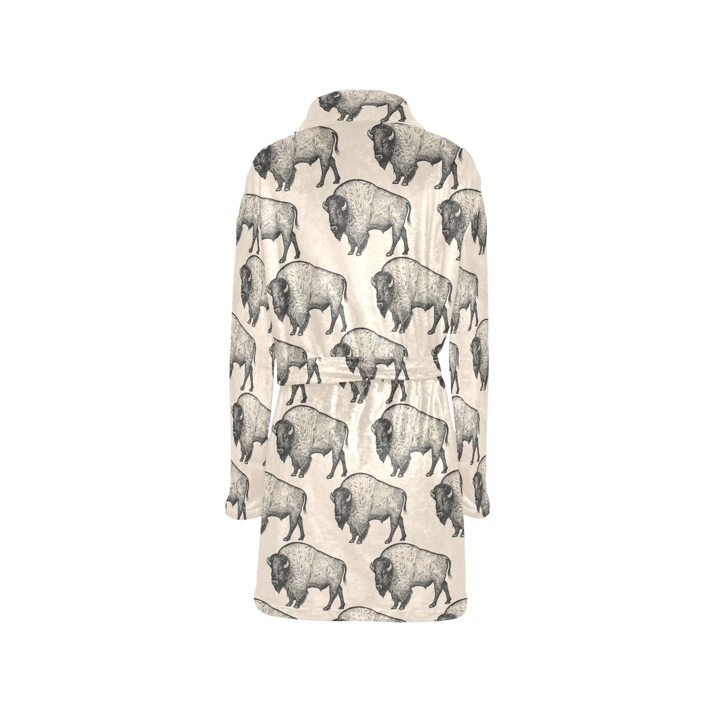 Bison Pattern Print Design 02 Women's Fleece Robe