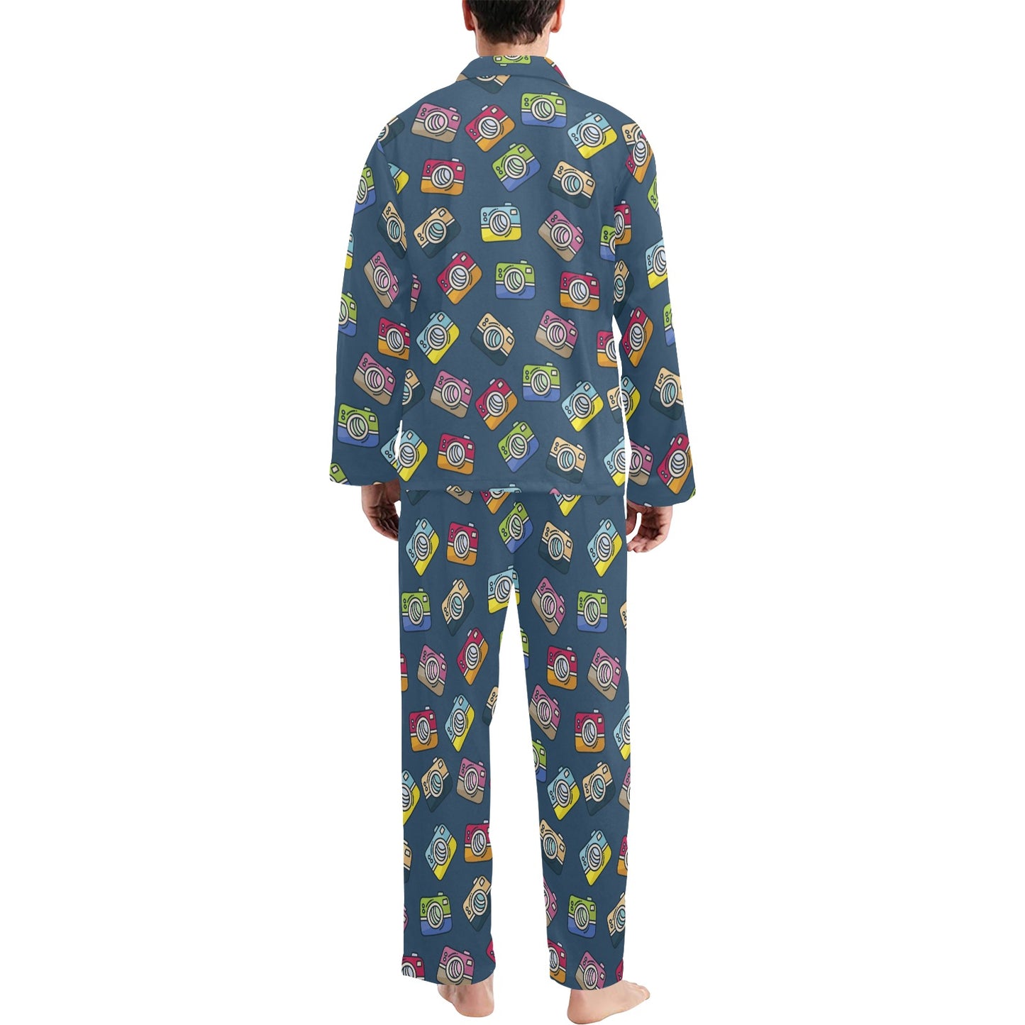 Camera Pattern Print Design 03 Men's Long Pajama Set