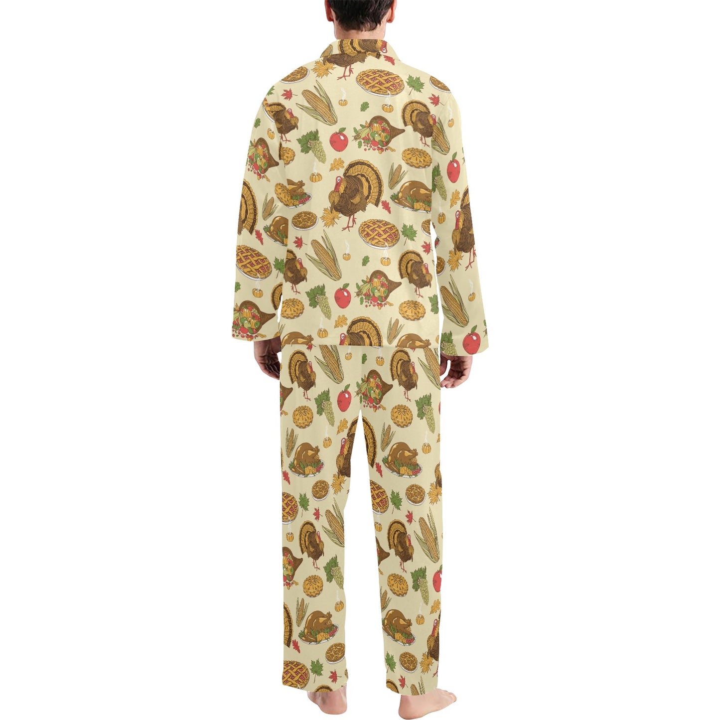 Turkey Pattern Print Design 02 Men's Long Pajama Set