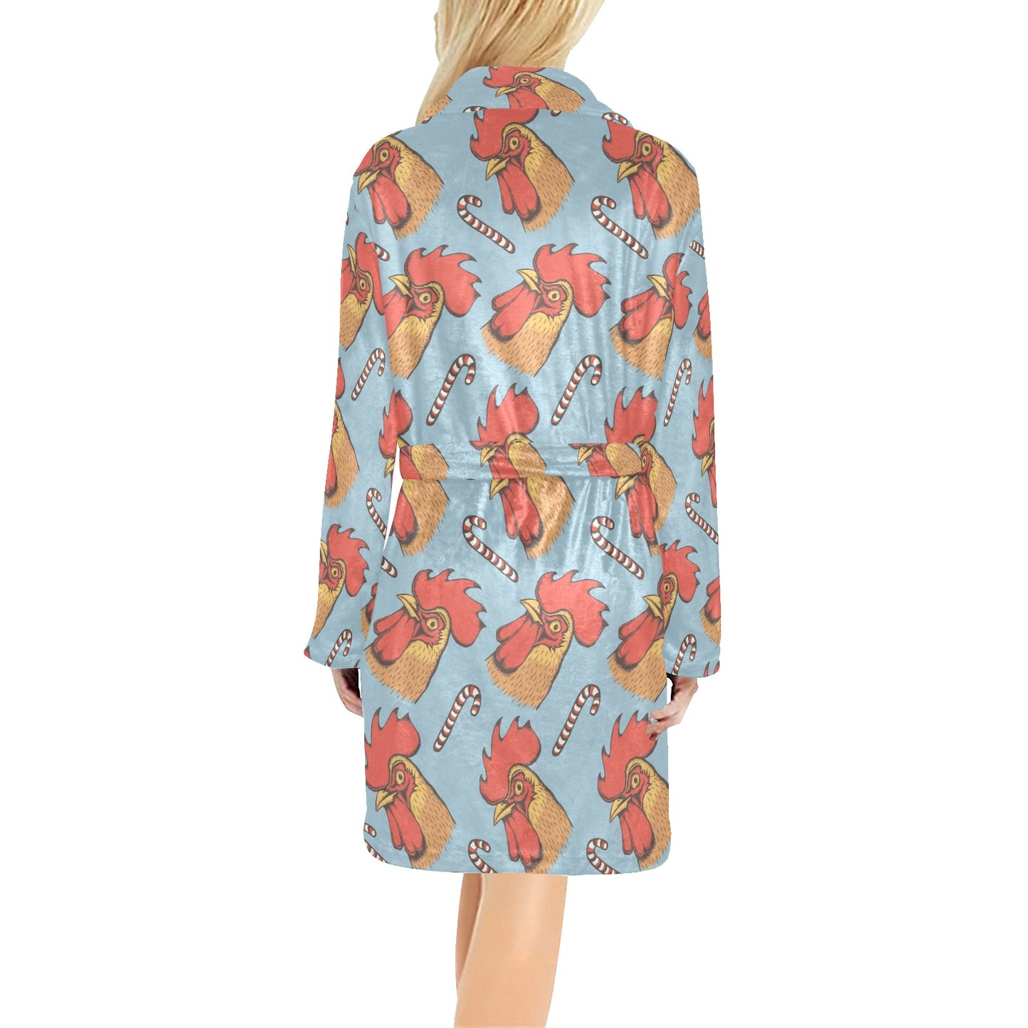 Rooster Pattern Print Design A05 Women's Fleece Robe
