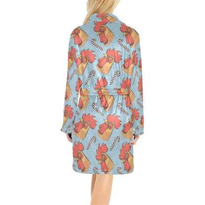 Rooster Pattern Print Design A05 Women's Fleece Robe