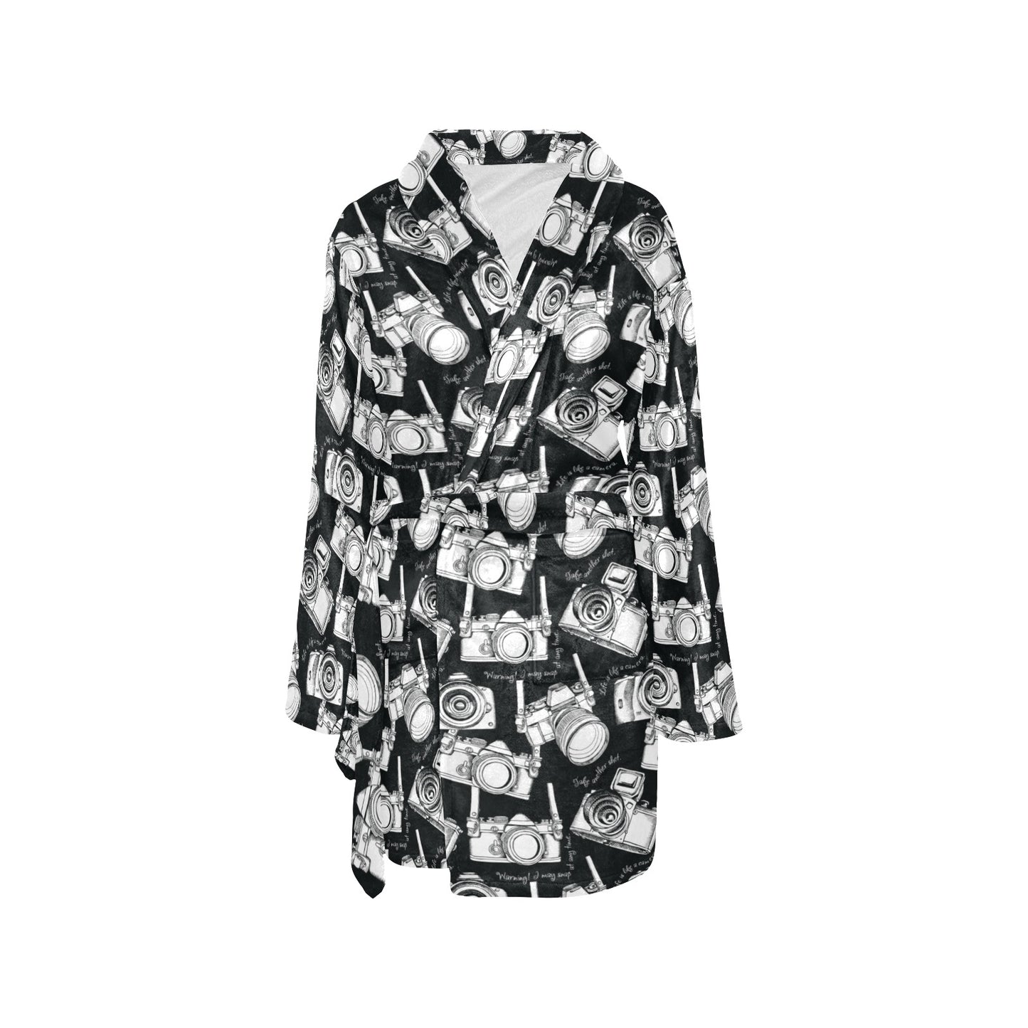 Camera Pattern Print Design 01 Women's Fleece Robe