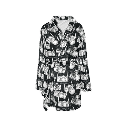 Camera Pattern Print Design 01 Women's Fleece Robe