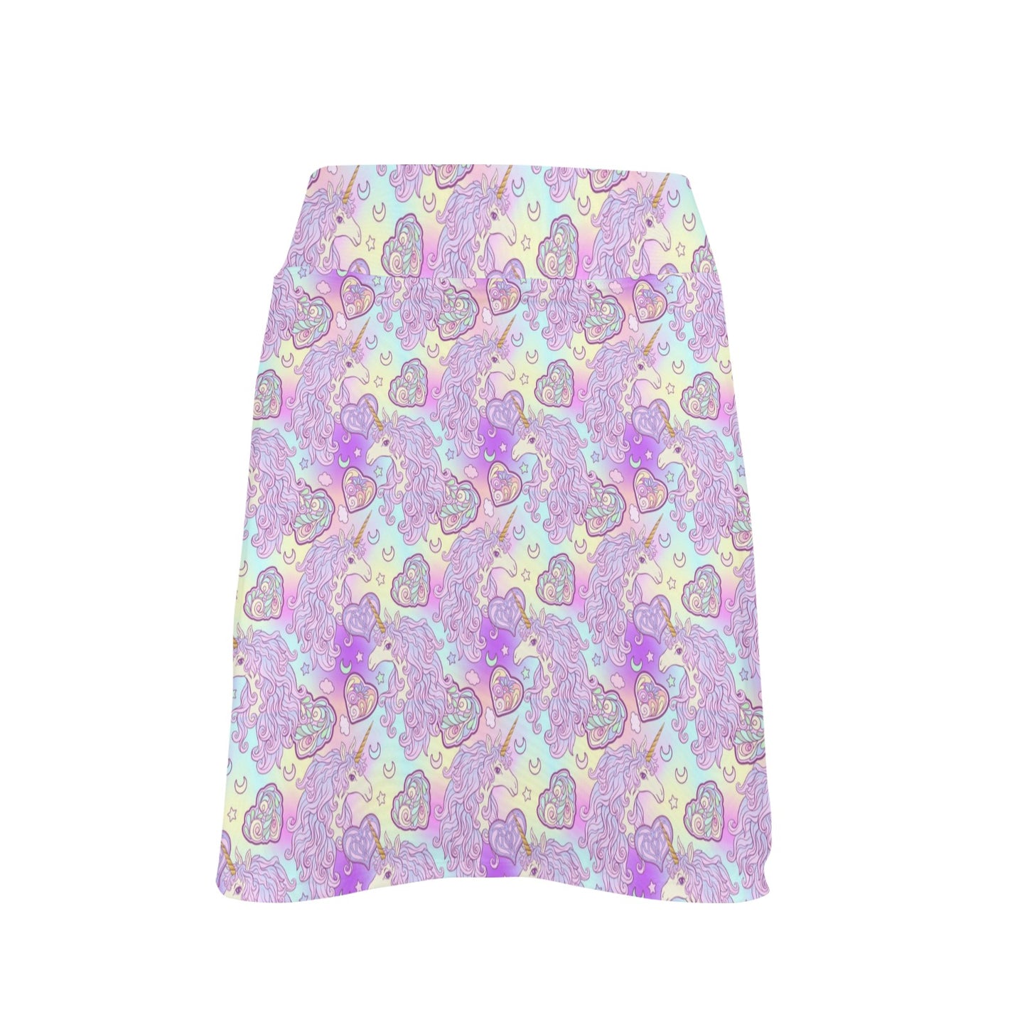 Unicorn Rainbow Star Heart Print 17" Golf & Pickleball Skort with Pockets