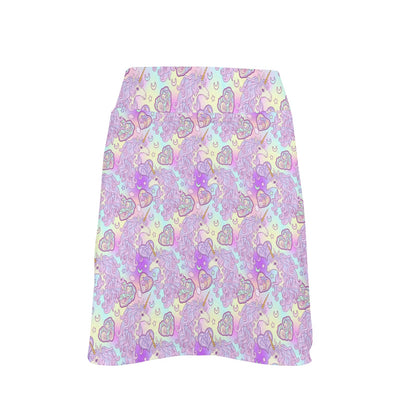 Unicorn Rainbow Star Heart Print 17" Golf & Pickleball Skort with Pockets
