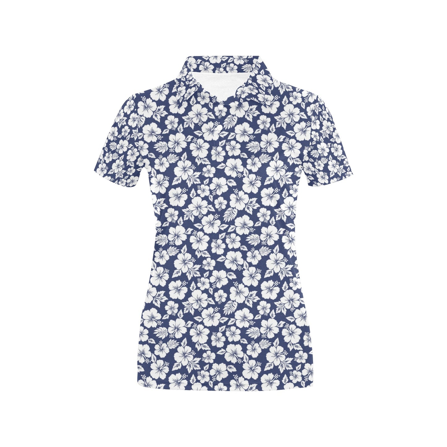 Hibiscus Blue Hawaiian Flower Style Women's Polo Shirt