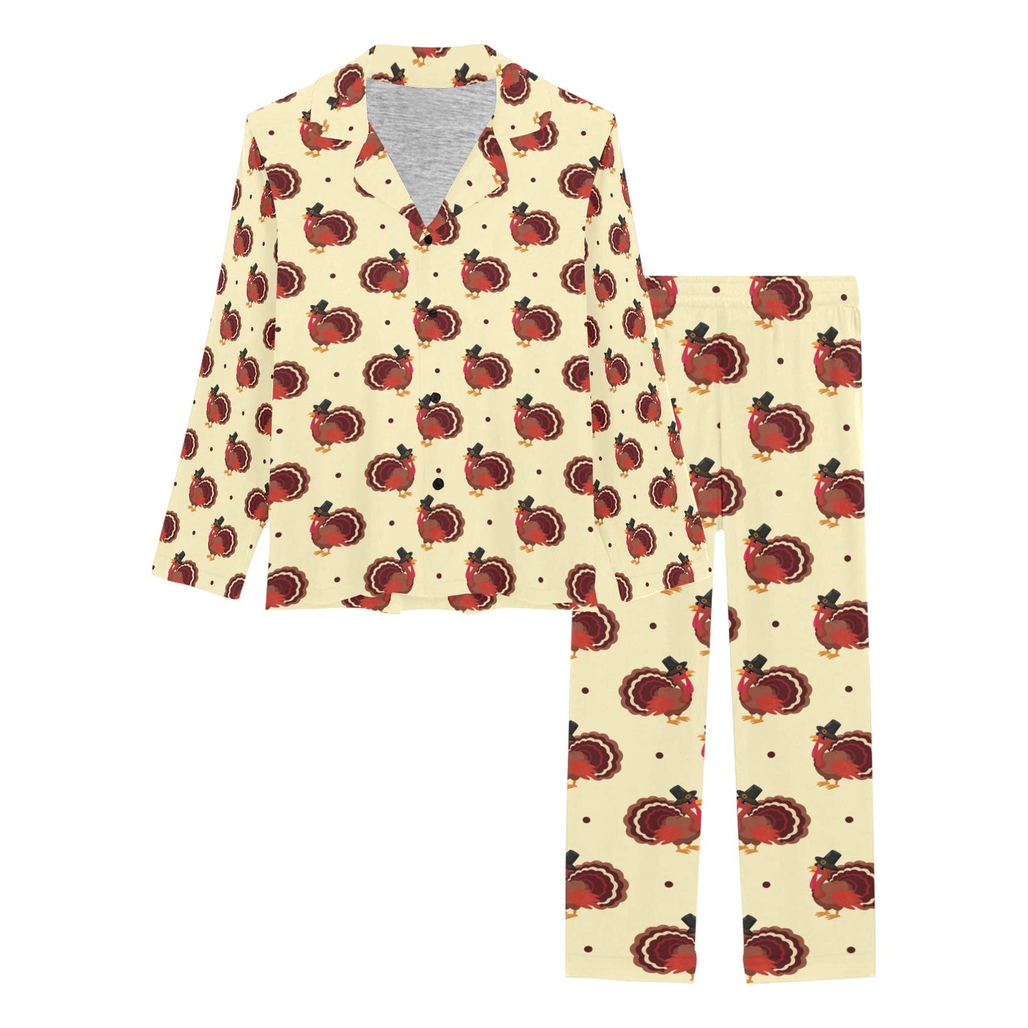 Thanksgiving Print Design LKS3010 Women's Long Pajama Set