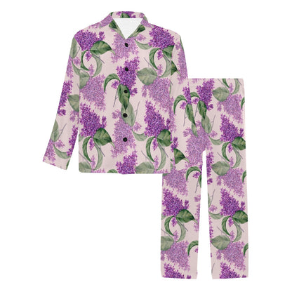 Lilac Pattern Print Design LI02 Men's Long Pajama Set