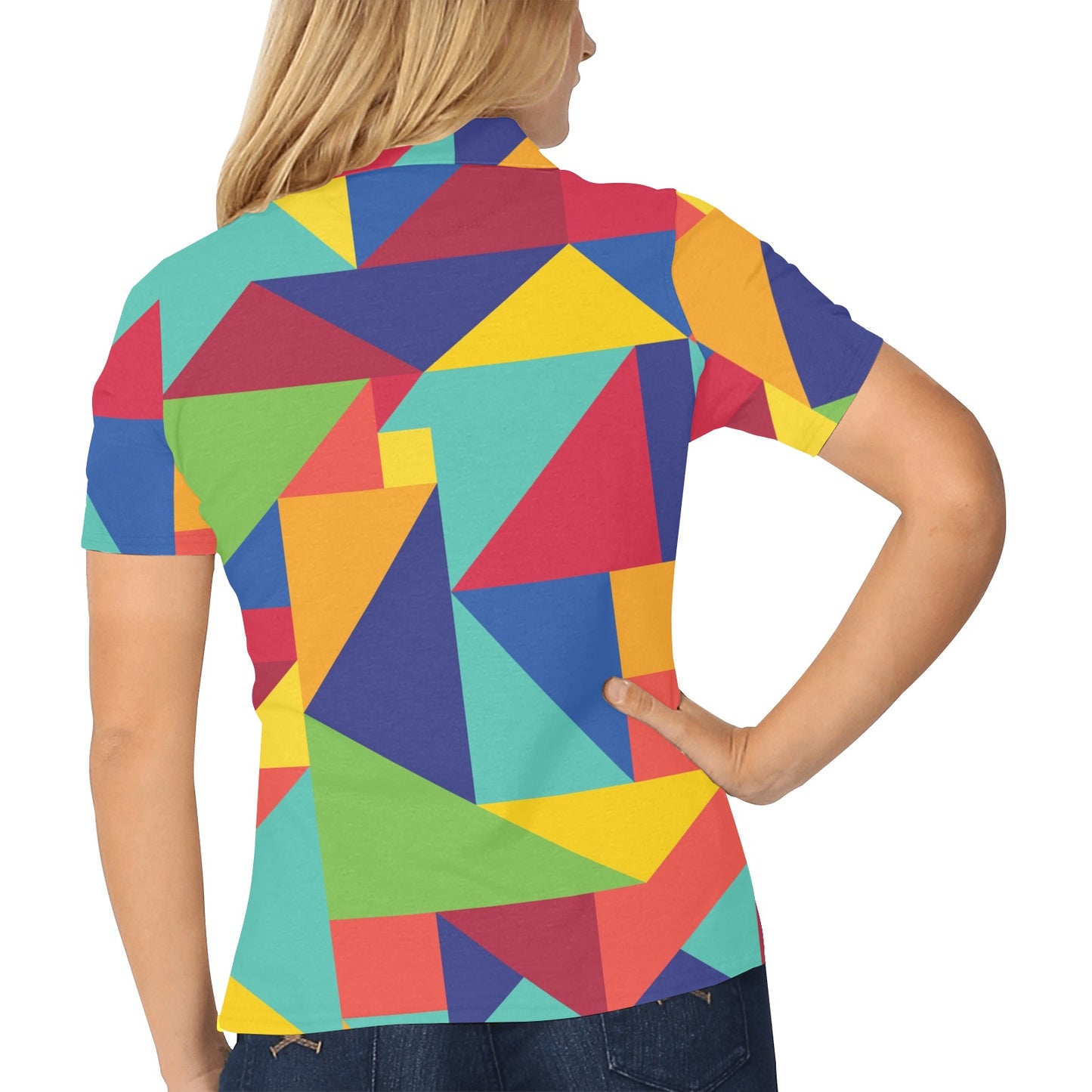 Mosaic Pattern Print Design 01 Women's Polo Shirt