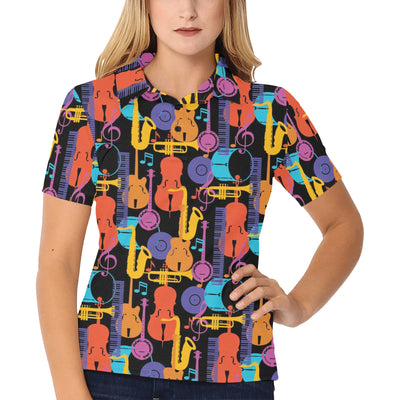 Jazz Pattern Print Design 03 Women's Polo Shirt