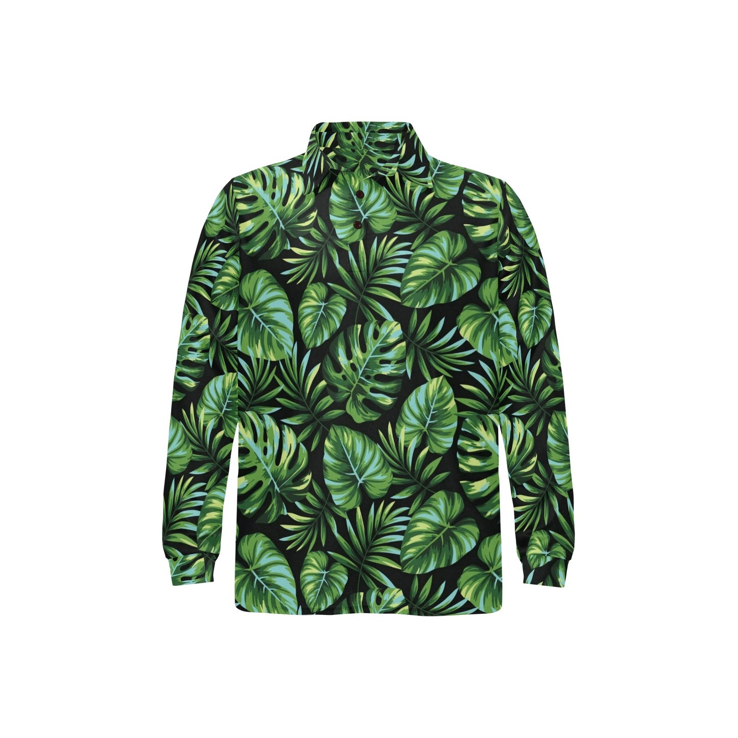 Palm Leaves Pattern Print Design PL013 Long Sleeve Polo Shirt For Men's