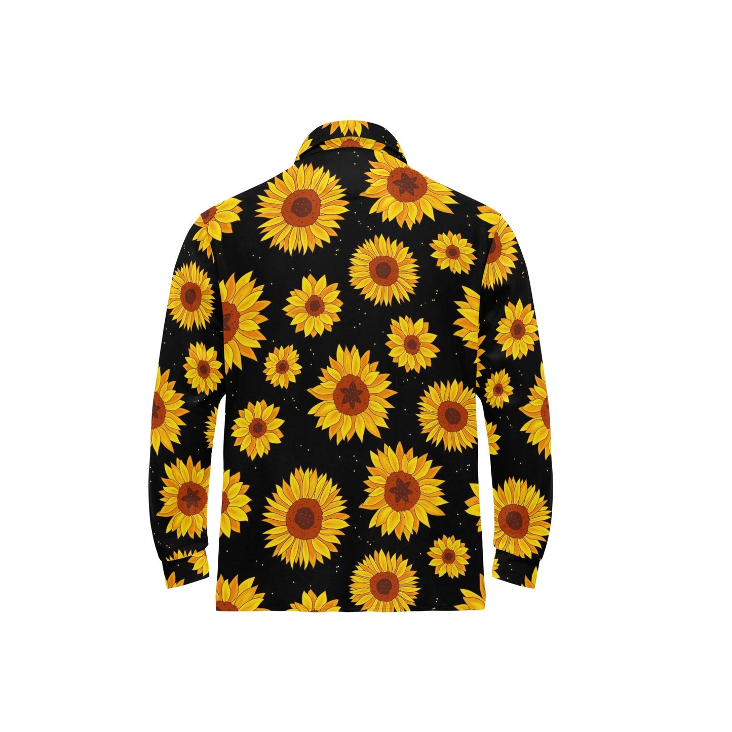 Sunflower Pattern Print Design SF09 Long Sleeve Polo Shirt For Men's