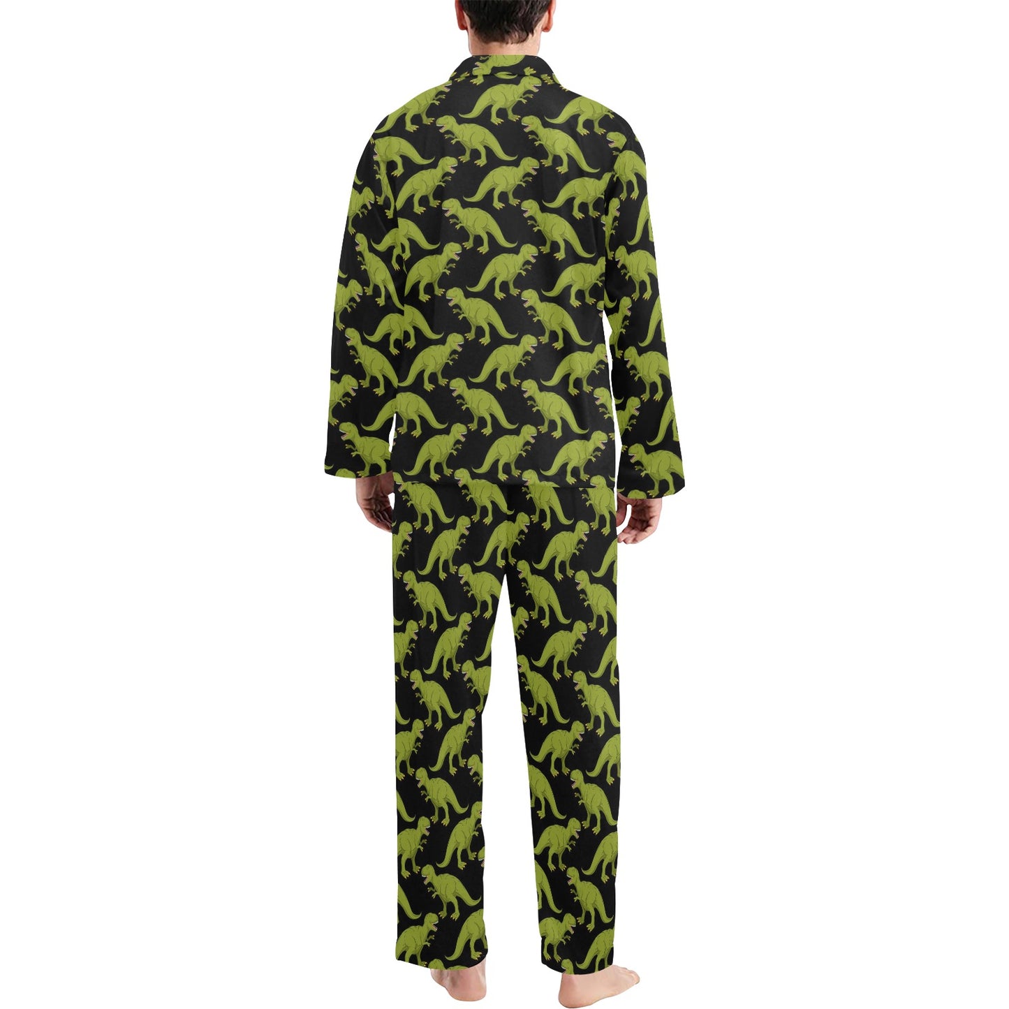 T Rex Pattern Print Design A02 Men's Long Pajama Set