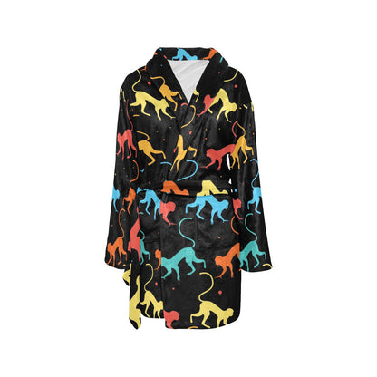 Monkey Pattern Print Design 01 Women's Fleece Robe