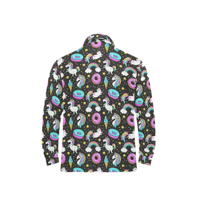 Donut Unicorn Pattern Print Design DN09 Long Sleeve Polo Shirt For Men's