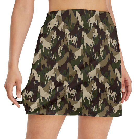 Horse Camo Themed Design Print 17" Golf & Pickleball Skort with Pockets