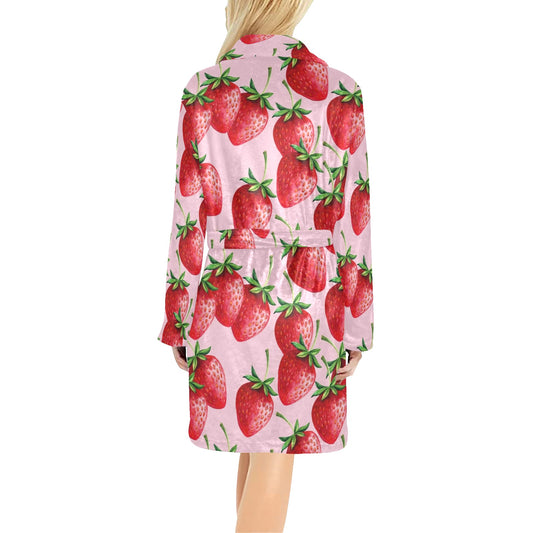 Strawberry Pattern Print Design SB03 Women's Fleece Robe