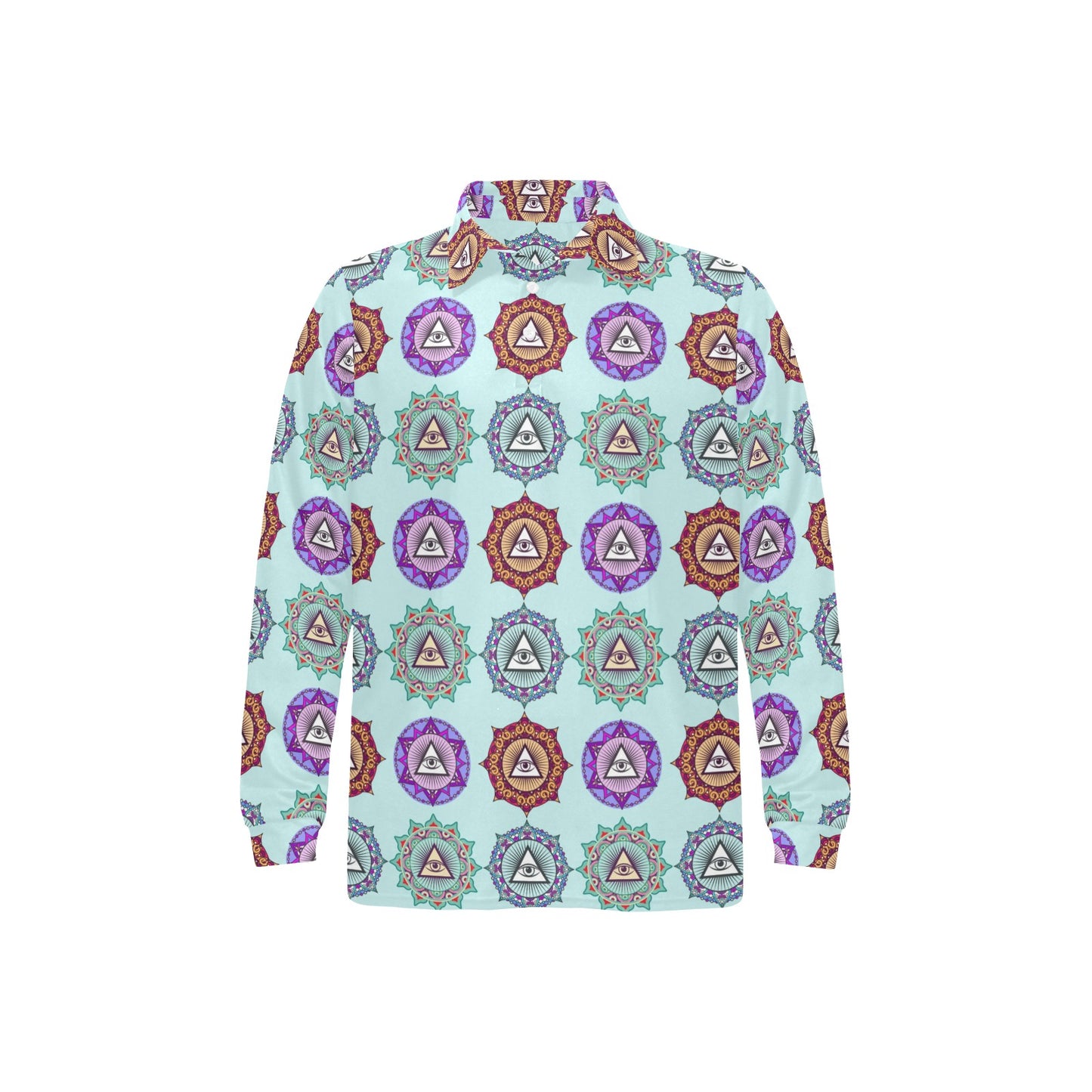 Third Eye Print Design LKS302 Long Sleeve Polo Shirt For Men's