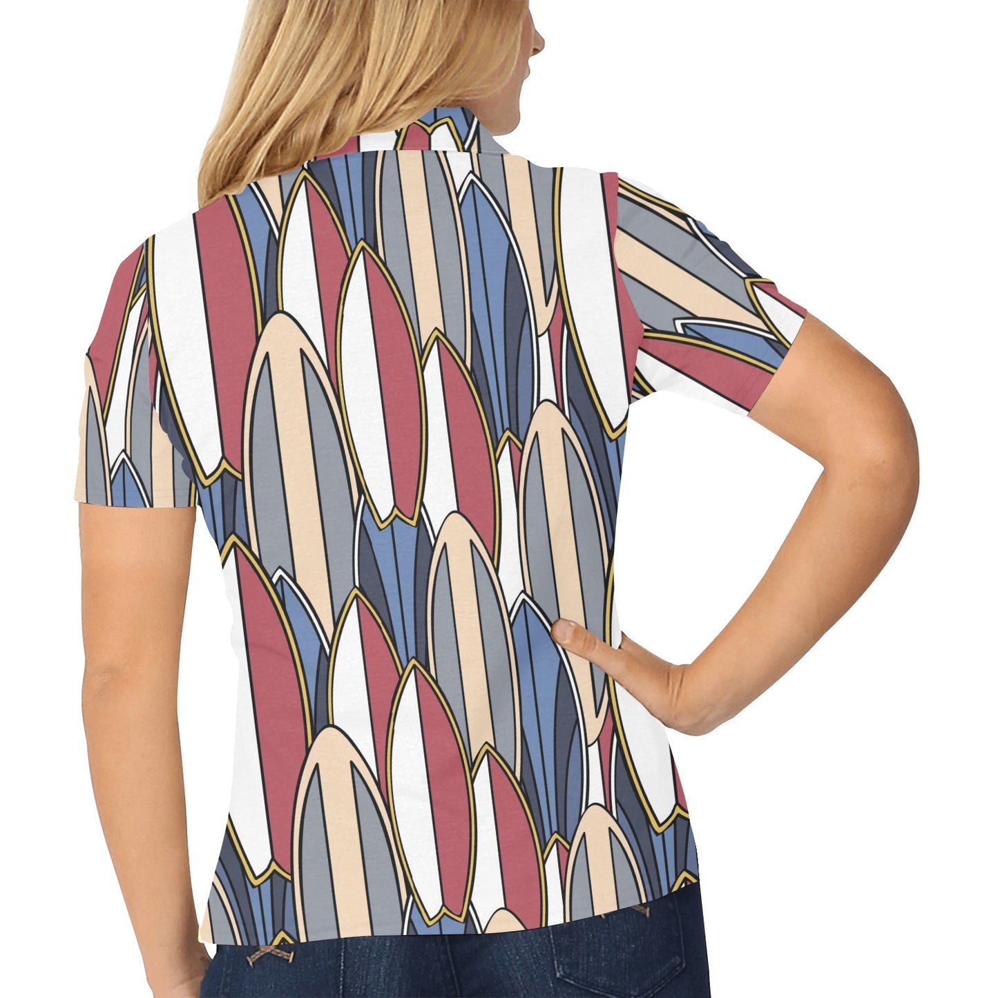 Surf board Pattern Women's Polo Shirt