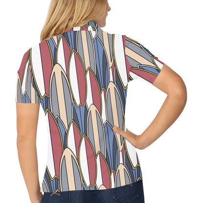 Surf board Pattern Women's Polo Shirt
