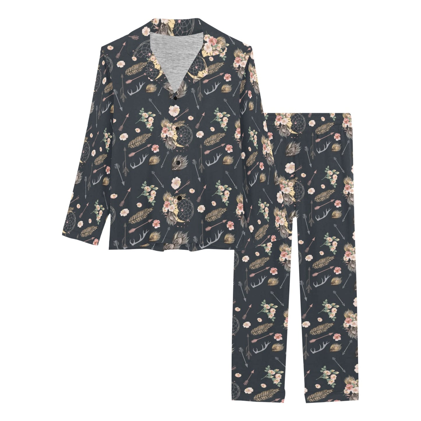 Bohemian Pattern Print Design 09 Women's Long Pajama Set