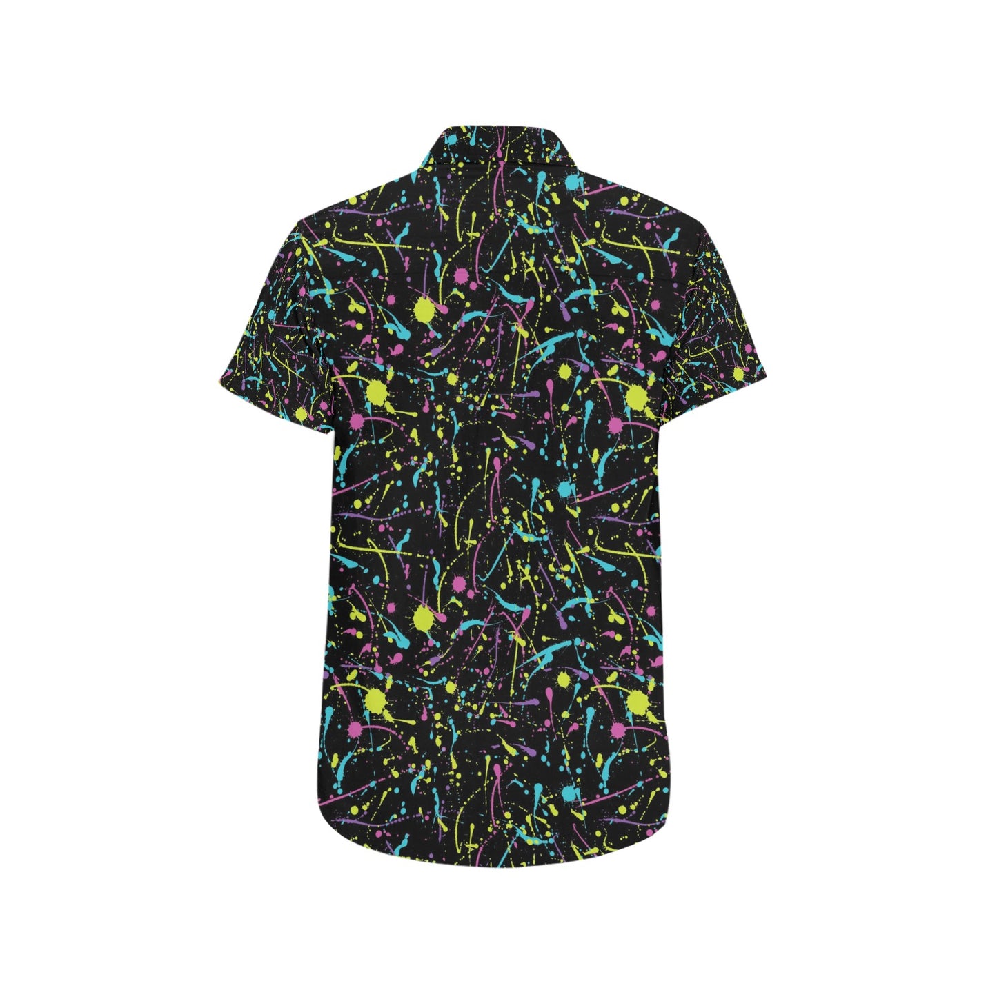 Splatter Multicolor Print Design LKS302 Men Short Sleeve Button Up Shirt
