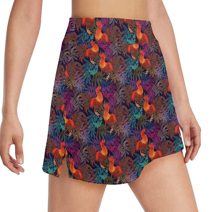 Rooster Print Style 17" Golf & Pickleball Skort with Pockets