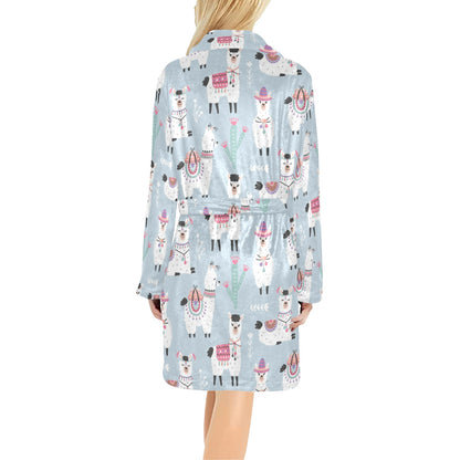 Llama Pattern Print Design 04 Women's Fleece Robe