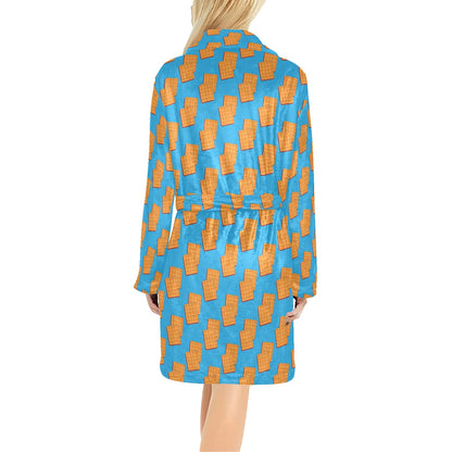 Waffle Print Design LKS304 Women's Fleece Robe