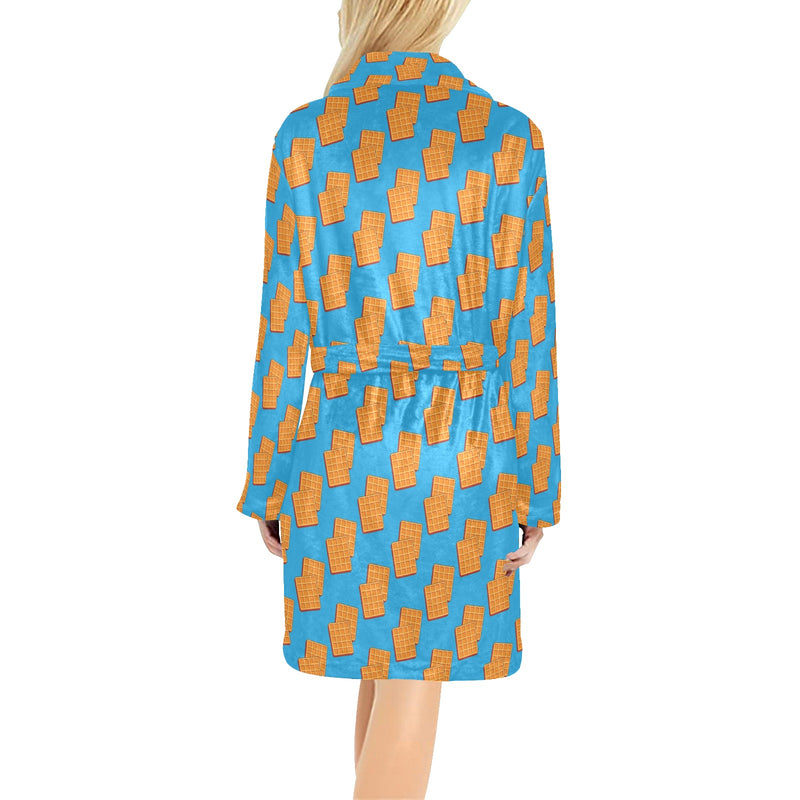Waffle Print Design LKS304 Women's Fleece Robe