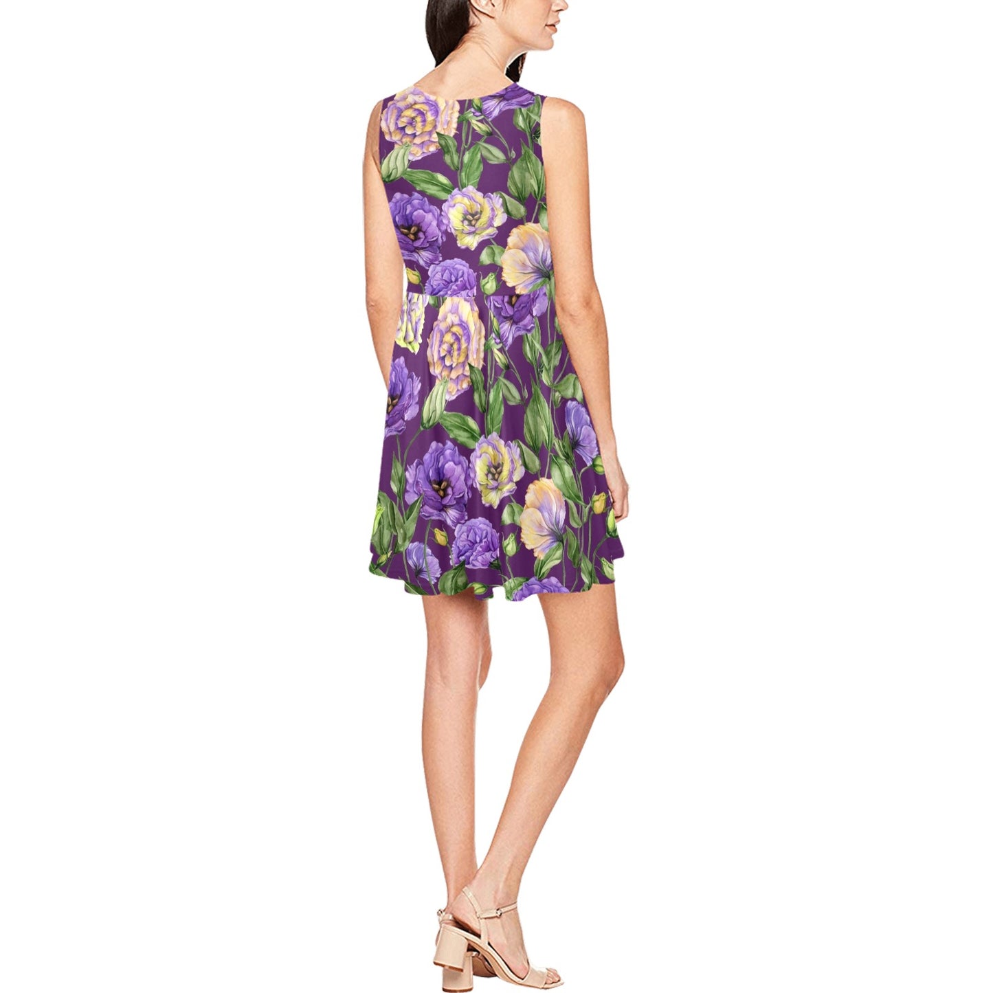 Lisianthus Pattern Print Design LT03 Sleeveless Dress