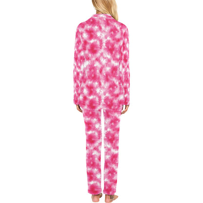 Tie Dye Pink Print Design LKS304 Women's Long Pajama Set