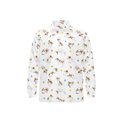 Russell Terriers With Balls Print Design LKS307 Long Sleeve Polo Shirt For Men's