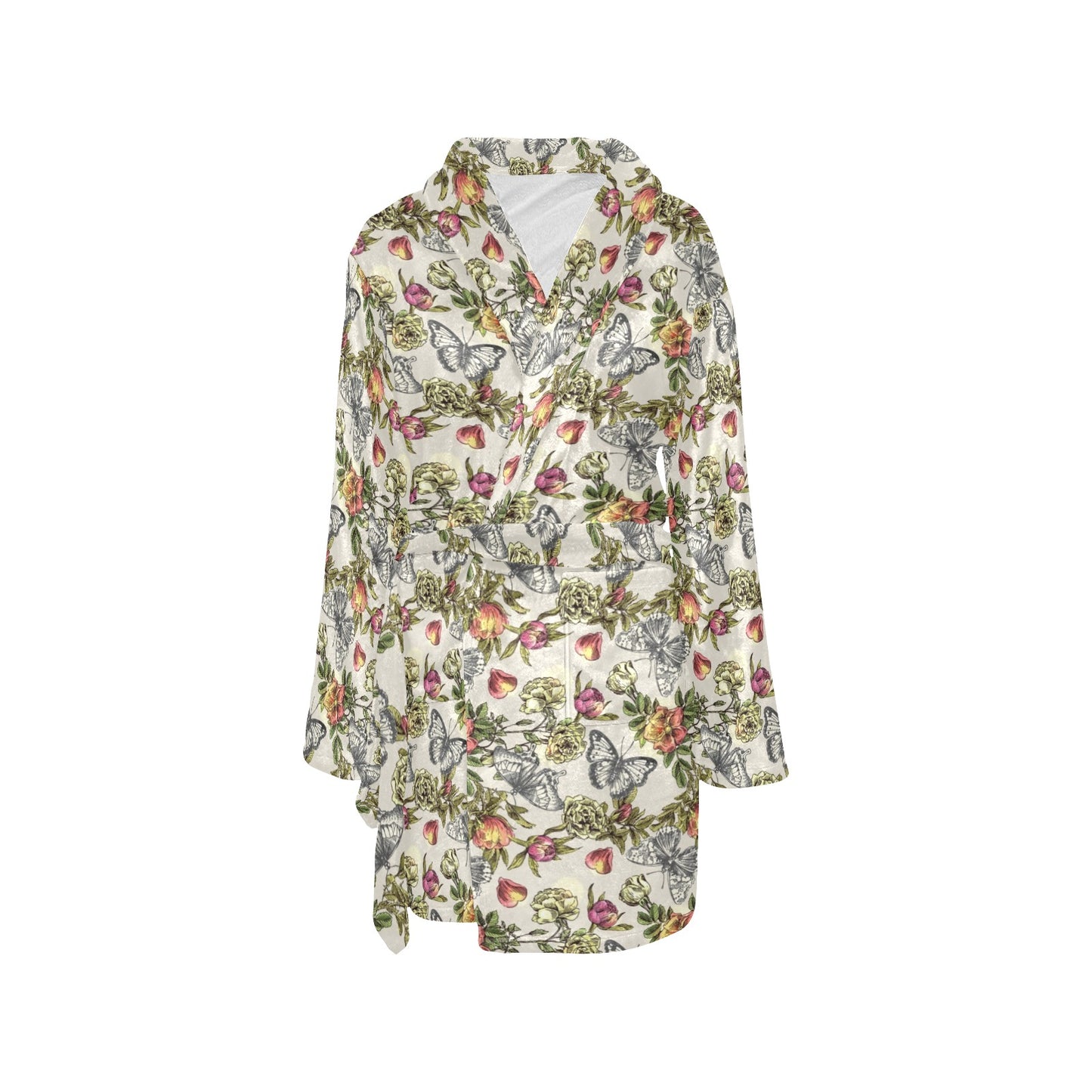 Butterfly Flower Pattern Print Design 06 Women's Fleece Robe