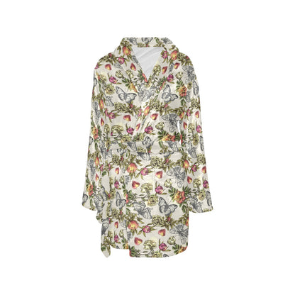 Butterfly Flower Pattern Print Design 06 Women's Fleece Robe