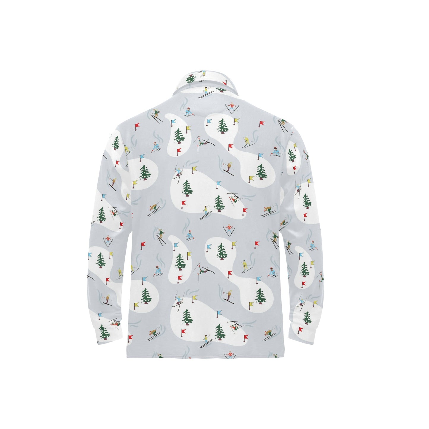 Ski Print Design LKS305 Long Sleeve Polo Shirt For Men's