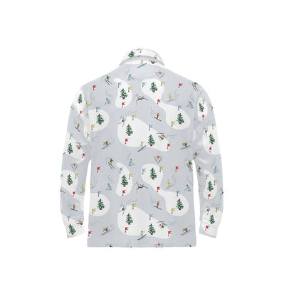 Ski Print Design LKS305 Long Sleeve Polo Shirt For Men's