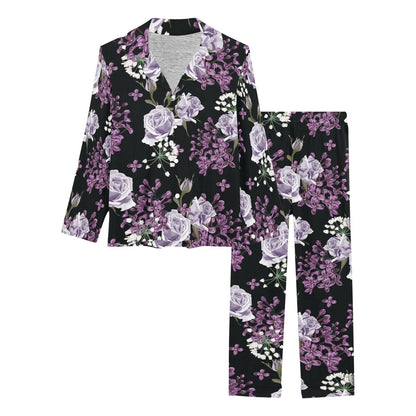 Lilac Pattern Print Design LI04 Women's Long Pajama Set