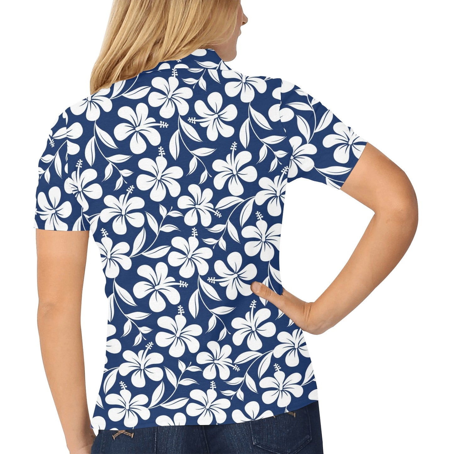 Hibiscus Pattern Print Design HB031 Women's Polo Shirt