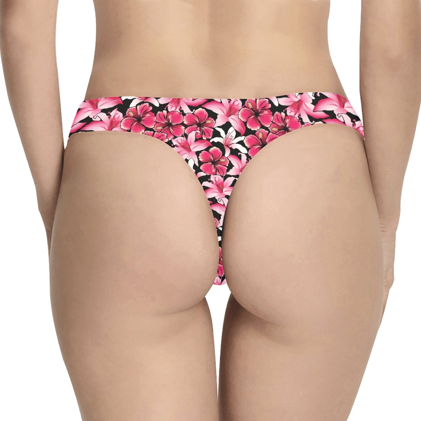 Flower Hawaiian Pink Red Hibiscus Print Women's Thongs