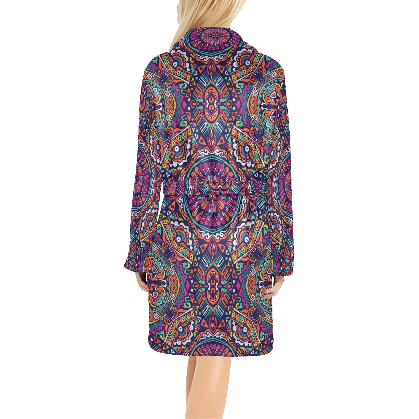 Boho Pattern Print Design 06 Women's Fleece Robe