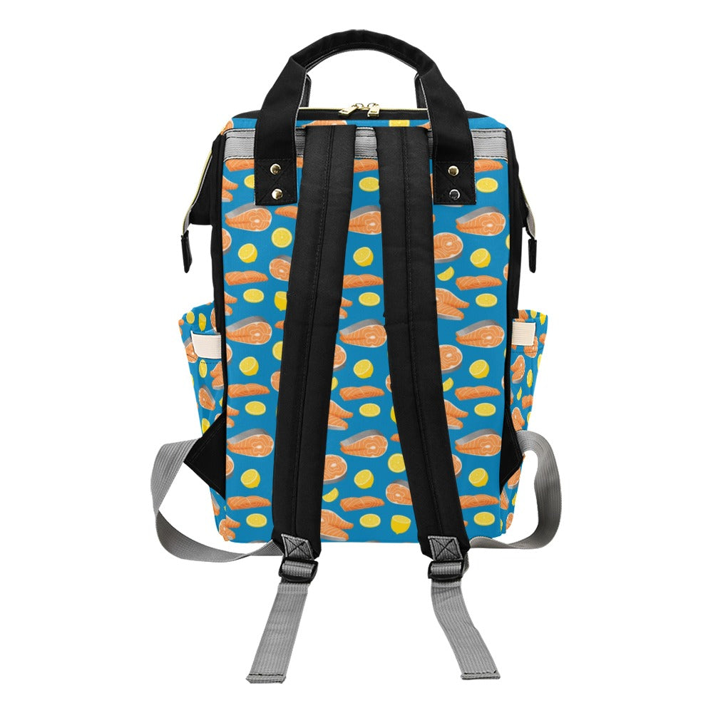 Salmon Steak With Lemon Print Design LKS308 Diaper Bag Backpack