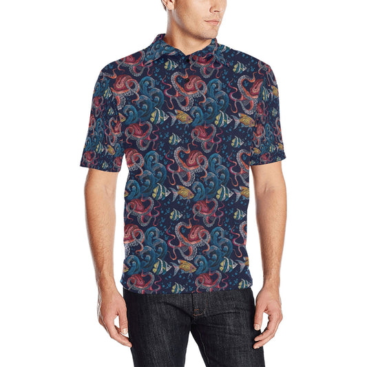 Underwater Giant Squid Print Design LKS302 Men Polo Shirt