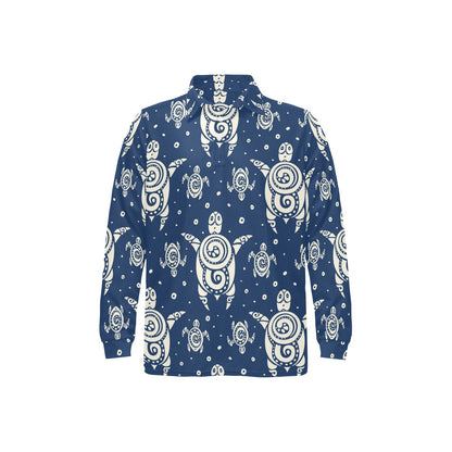 Sea Turtle Tribal Long Sleeve Polo Shirt For Men's