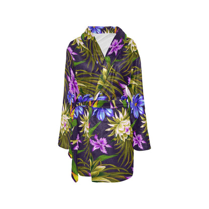 Water Lily Pattern Print Design WL08 Women's Fleece Robe